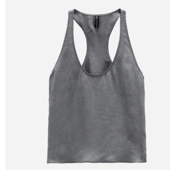 Zara Women’s Grey Razorback Lightweight Tank Top Size XS - Picture 2 of 8